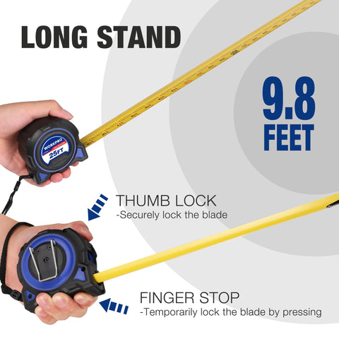 WORKPRO yellow blade with clear inch markings for easy reading on site