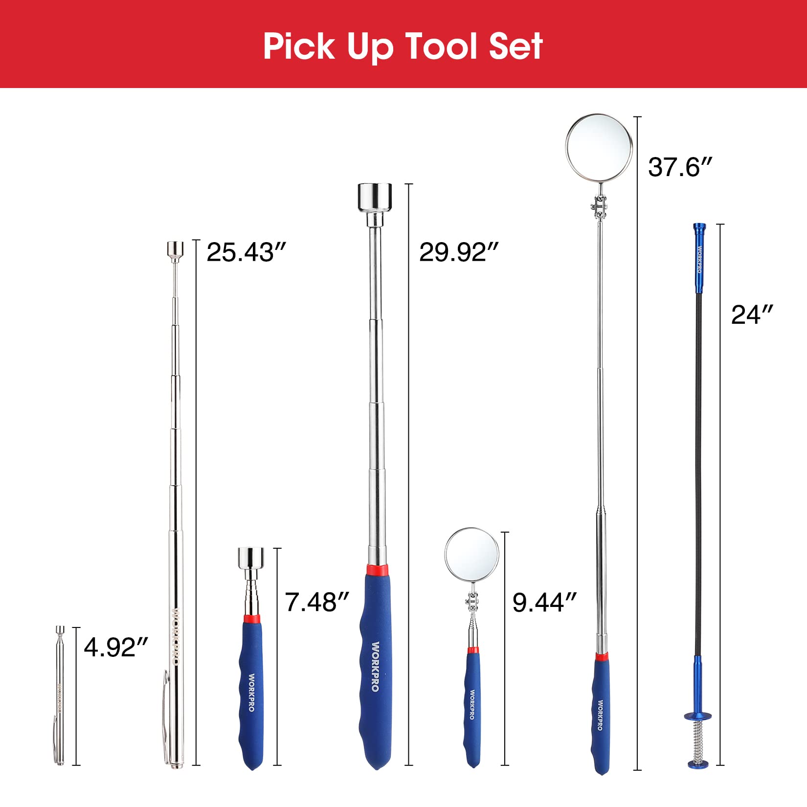 WORKPRO telescoping magnetic pickup tool 16 lb handling heavier metal items