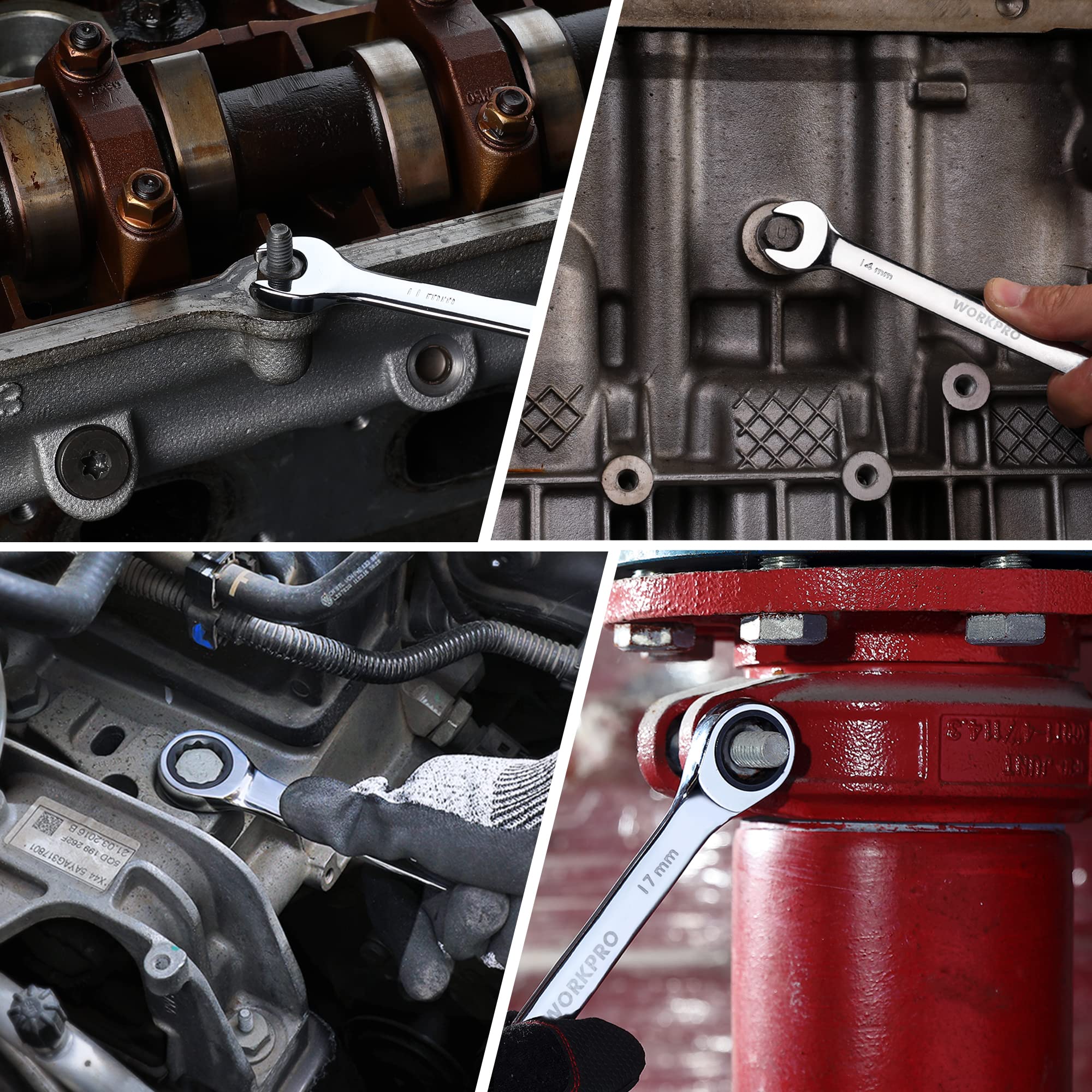 WORKPRO tight-space access improves reach in motorcycles and autos.