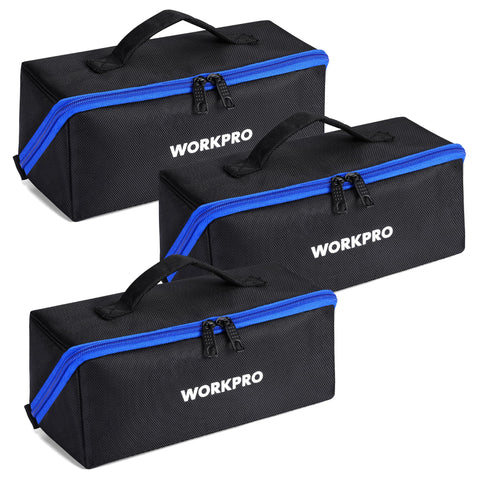 WORKPRO tool bag with zipper closure—secure and smooth operation for quick access.