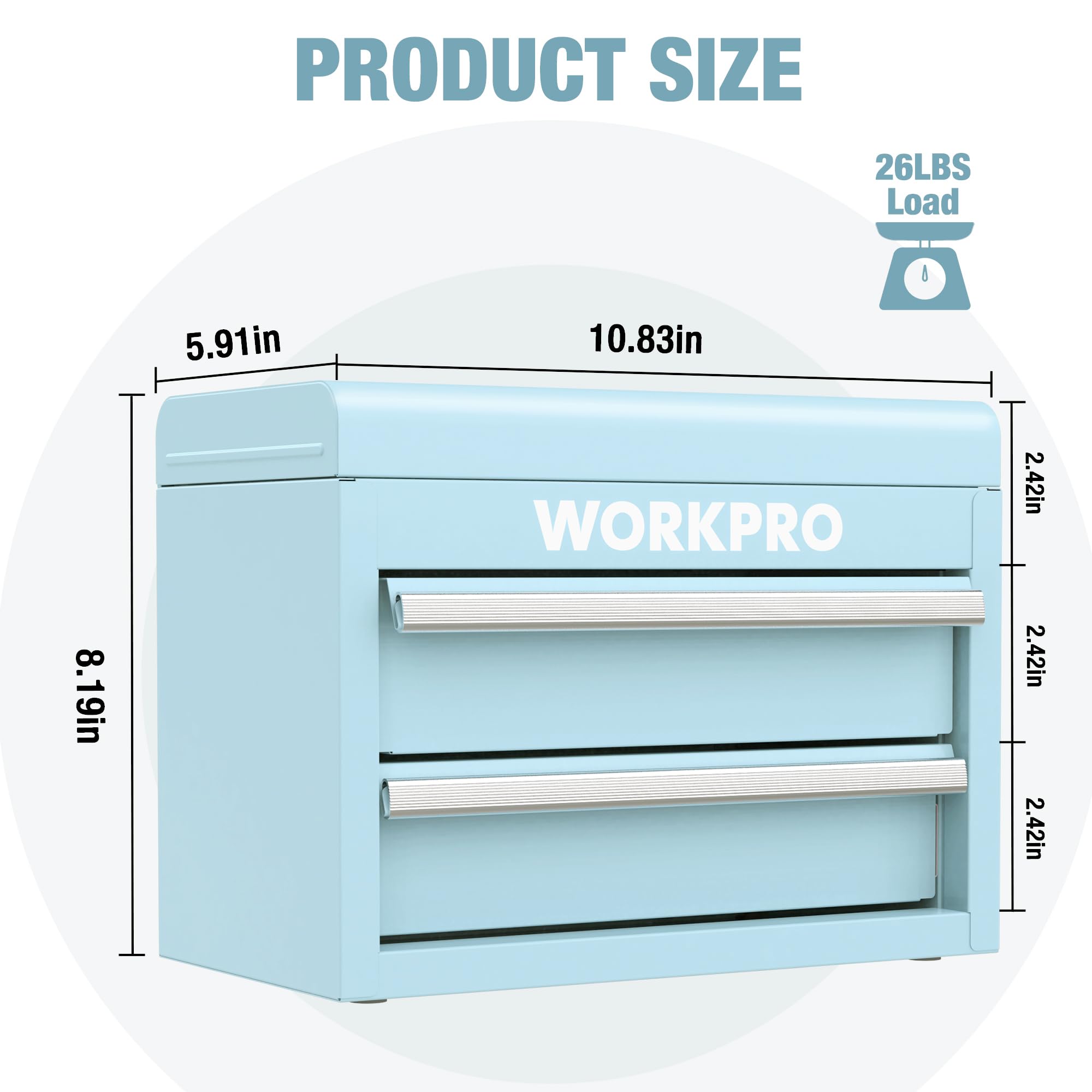 Interior PVC liner prevents tools from rolling in the WORKPRO box