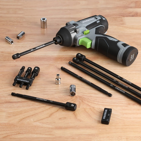 WORKPRO organizers with size markings keep adapters ready and organized.
