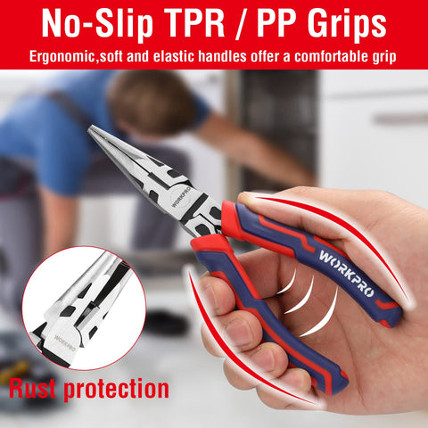 WORKPRO toolbox-ready 4-piece pliers set, gift-ready for home or shop.