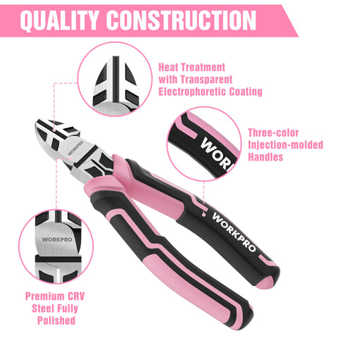 WORKPRO tri-material handle pliers enable comfortable, fatigue-free use.