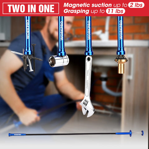 WORKPRO ultra-slim pickup tool fits tight gaps at 2.7 inches