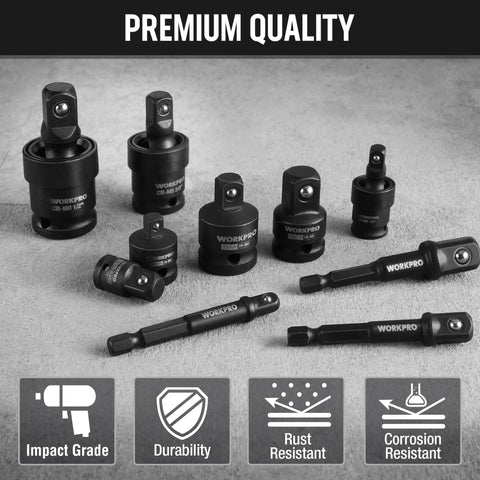 WORKPRO universal joint socket 1/4 captures 360-degree flexibility for tight spots.