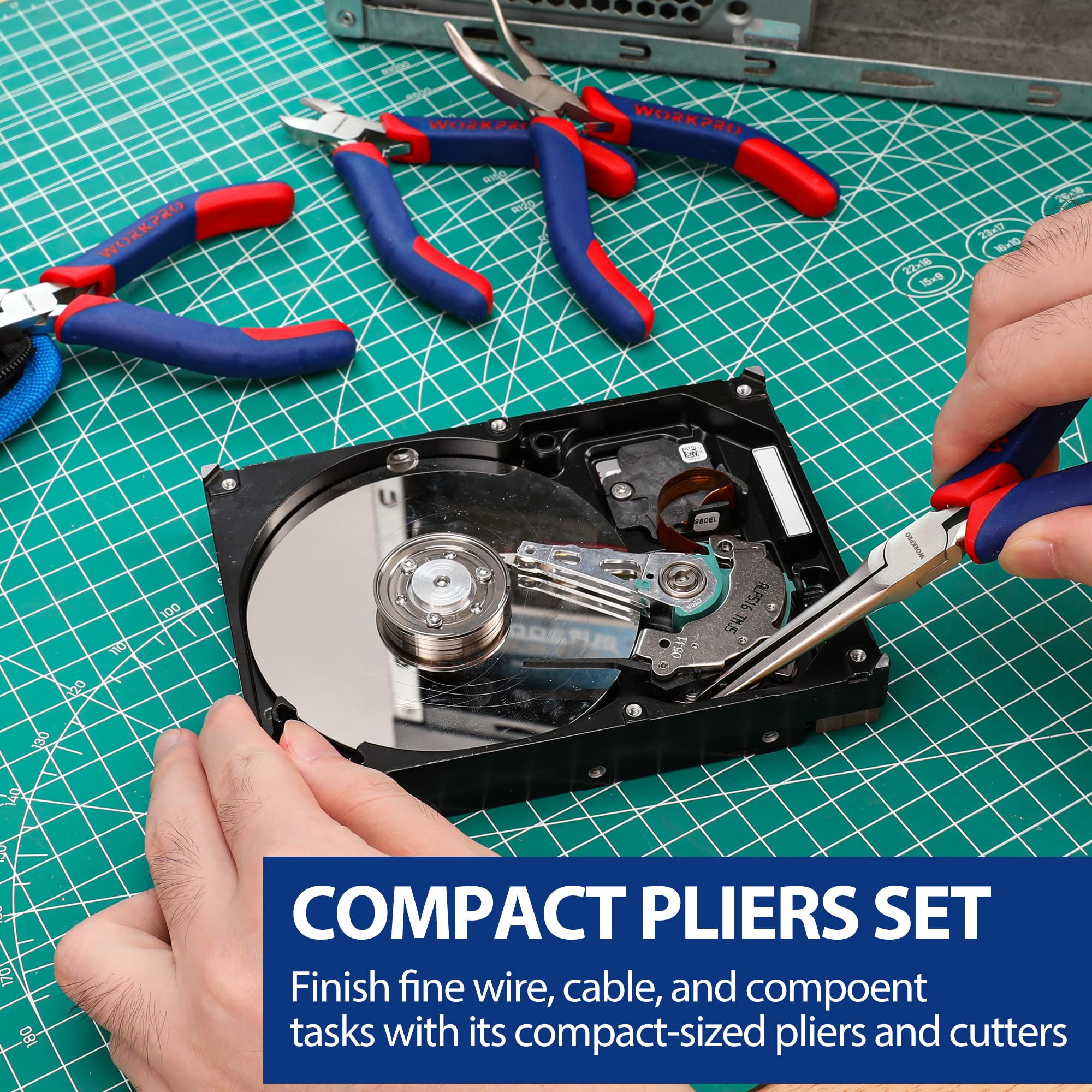 WORKPRO utility knife with ten blades for versatile trimming