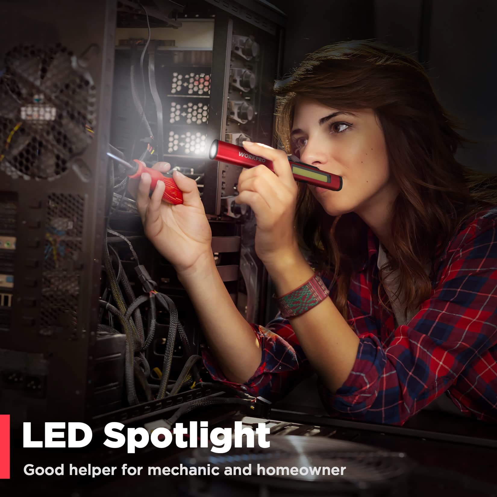 WorkPro 365 nm UV light helps detect leaks and stains.