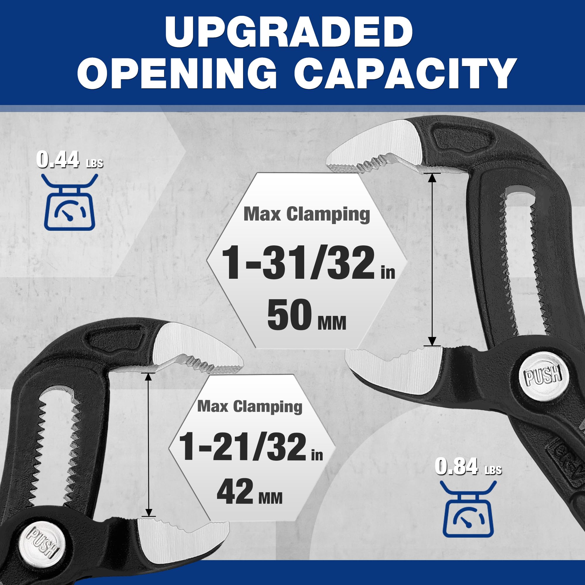 WORKPRO V-Jaw design pliers demonstrating tight grip on fasteners