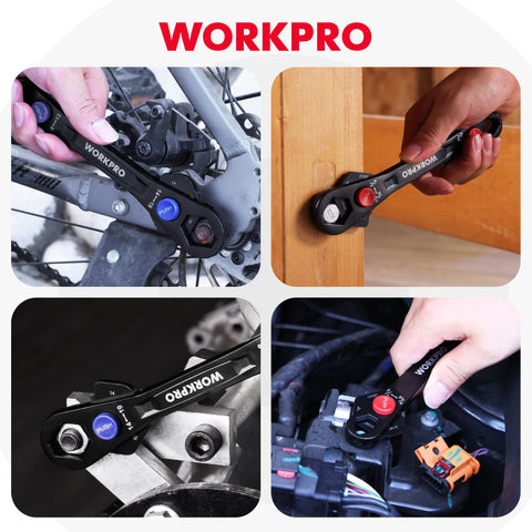 Workpro versatile wrench set suited for mechanical, automotive, and bike repairs.