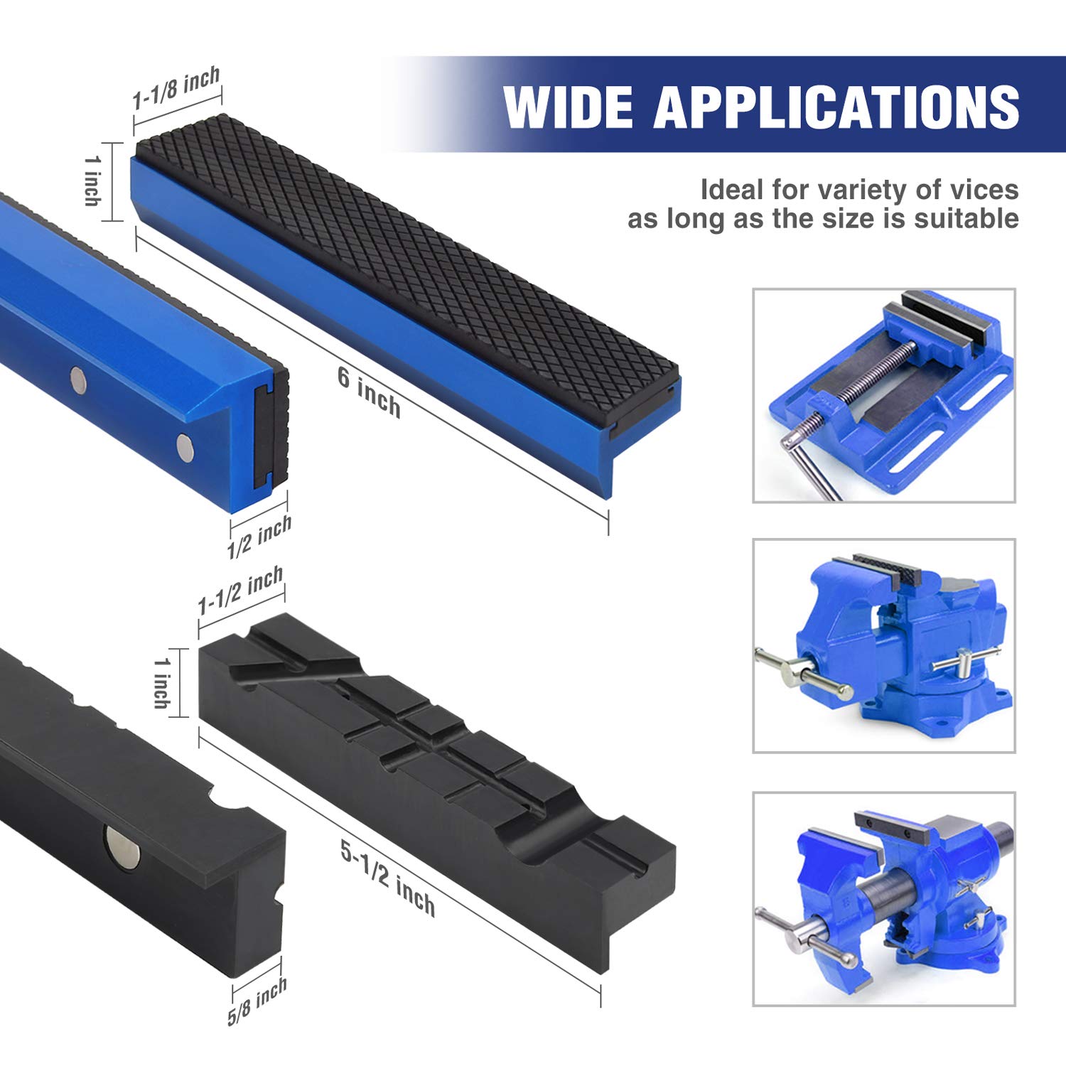 WORKPRO 5-1-2in multi-groove jaw pads secure round and flat parts