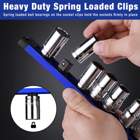 WORKPRO socket rail features a hanging hole for wall or cabinet mounting