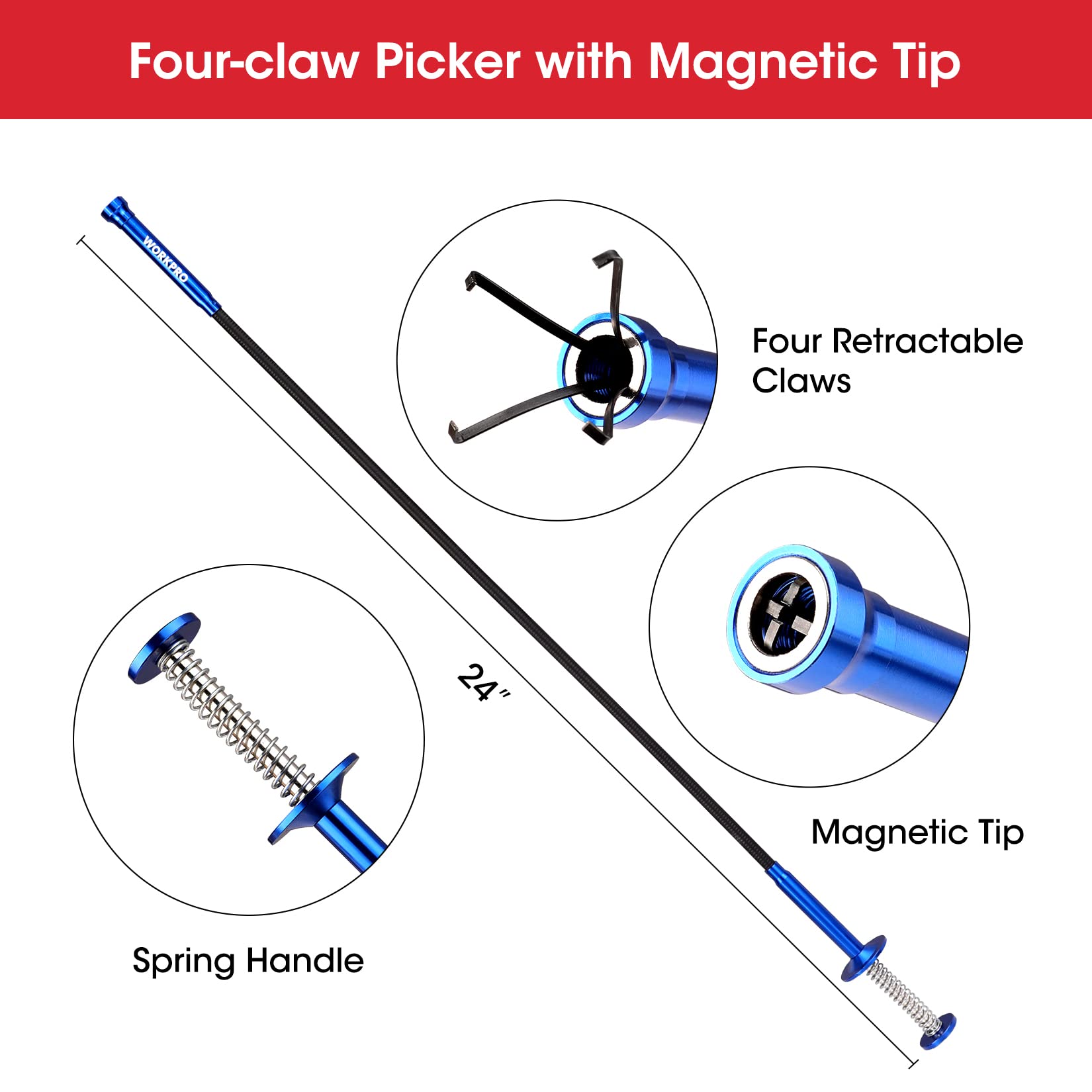 WORKPRO wide-application magnetic pickup tool for various tasks
