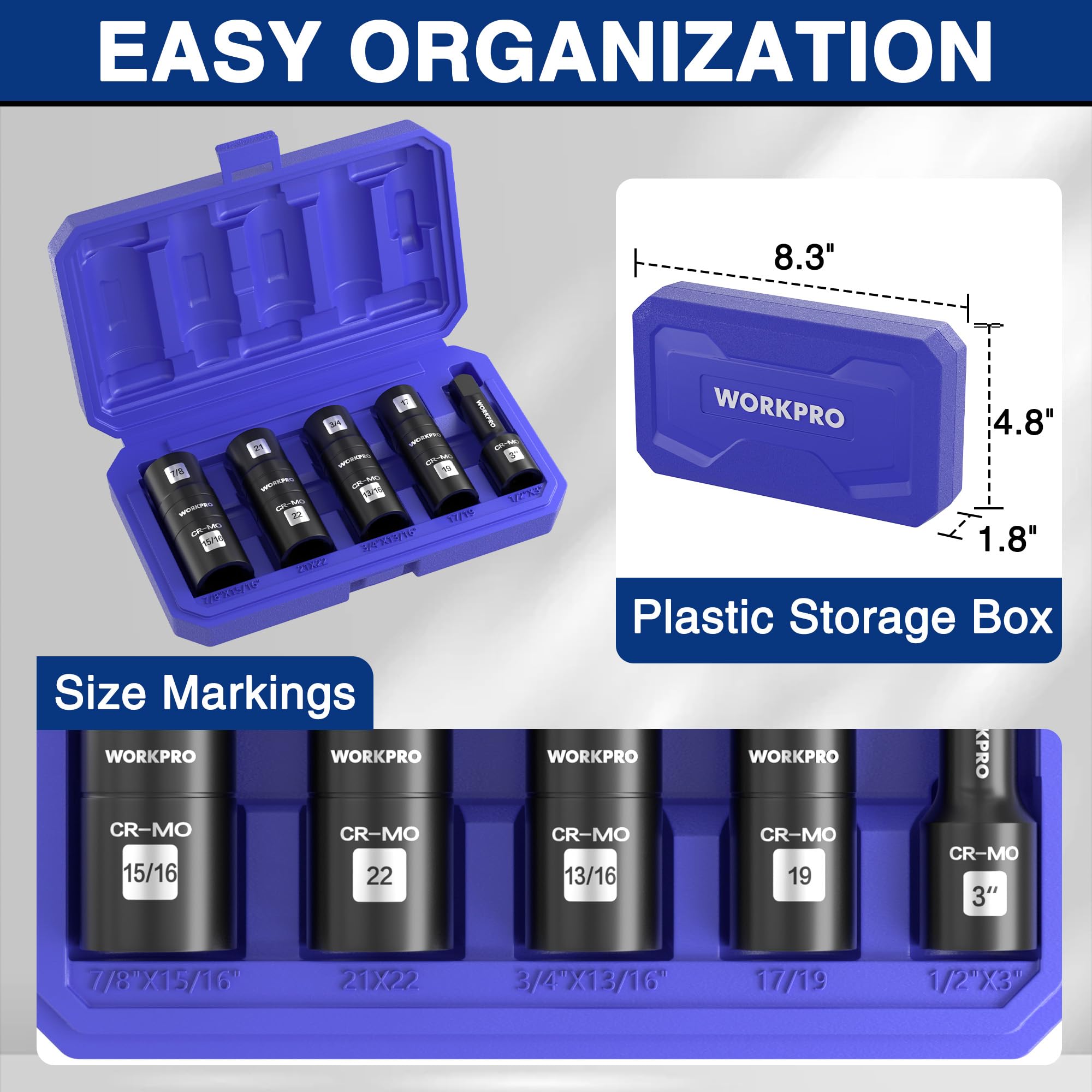 WORKPRO high-quality CR-MO set supports demanding repairs across automotive tasks.