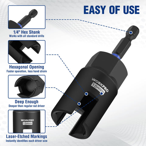 WORKPRO Wing Nut Driver 12mm enables rapid hardware assembly with minimal effort.