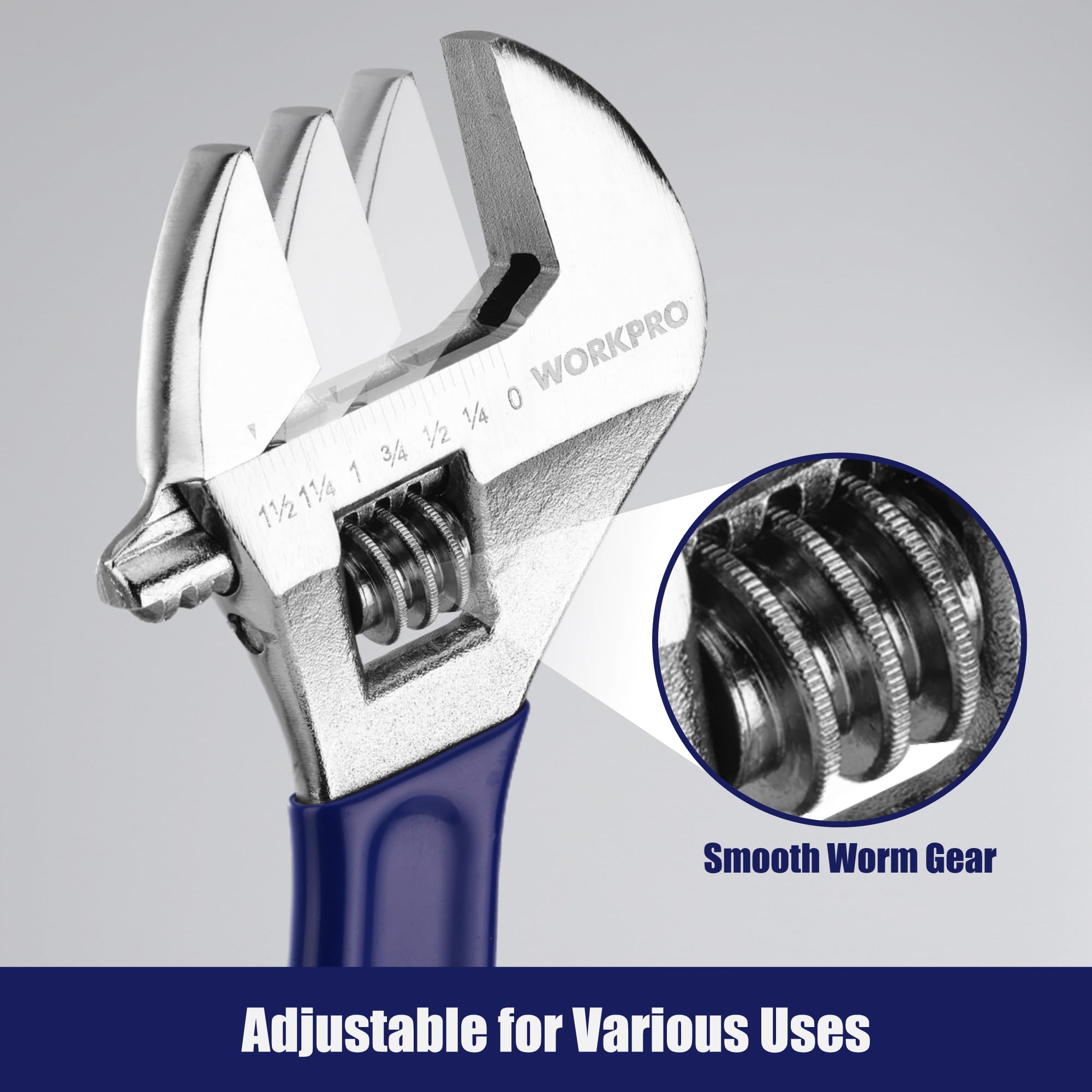 WORKPRO worm-gear precision adjustment enables smooth turns.