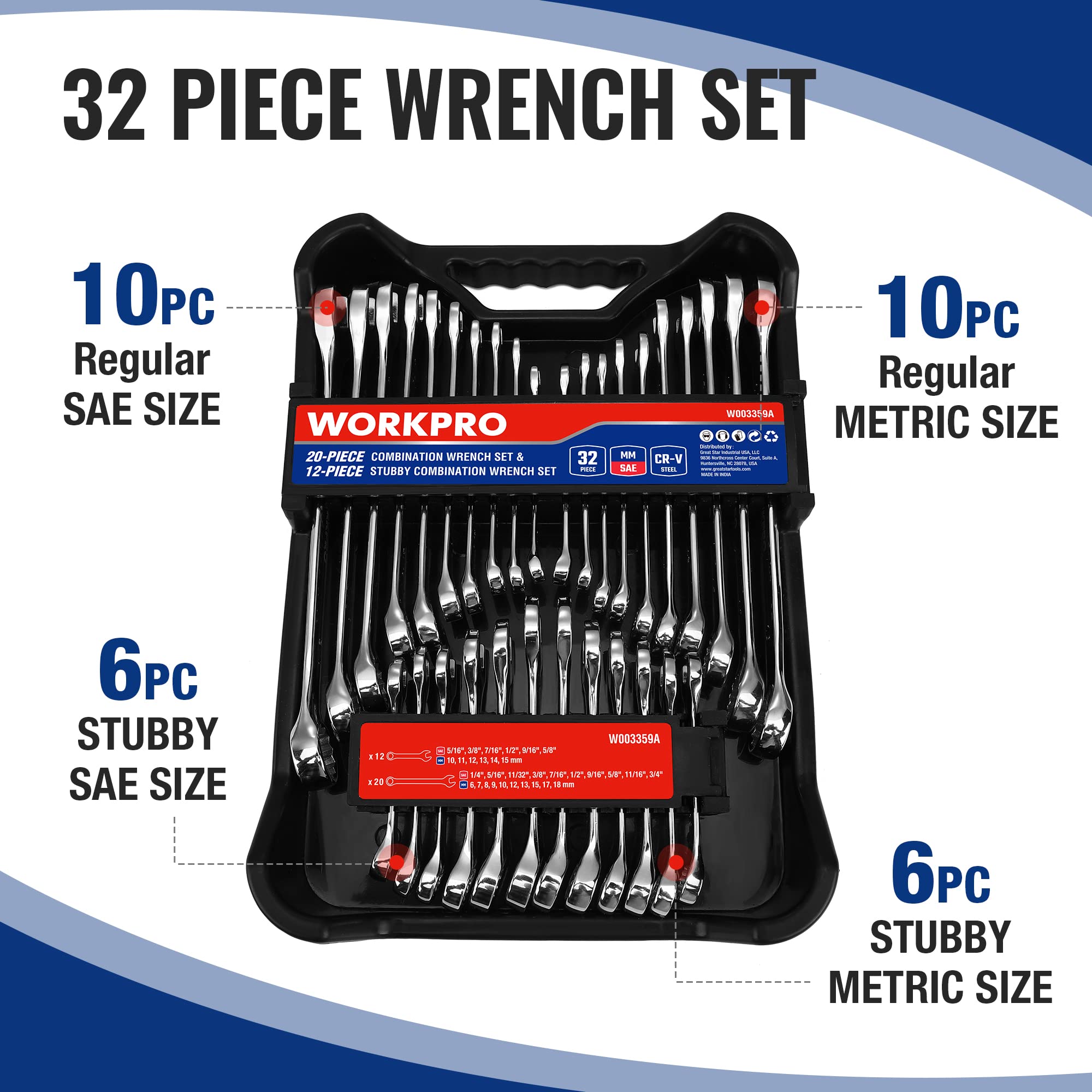 WORKPRO wrench-organizer tray keeps your tools neatly arranged for quick access