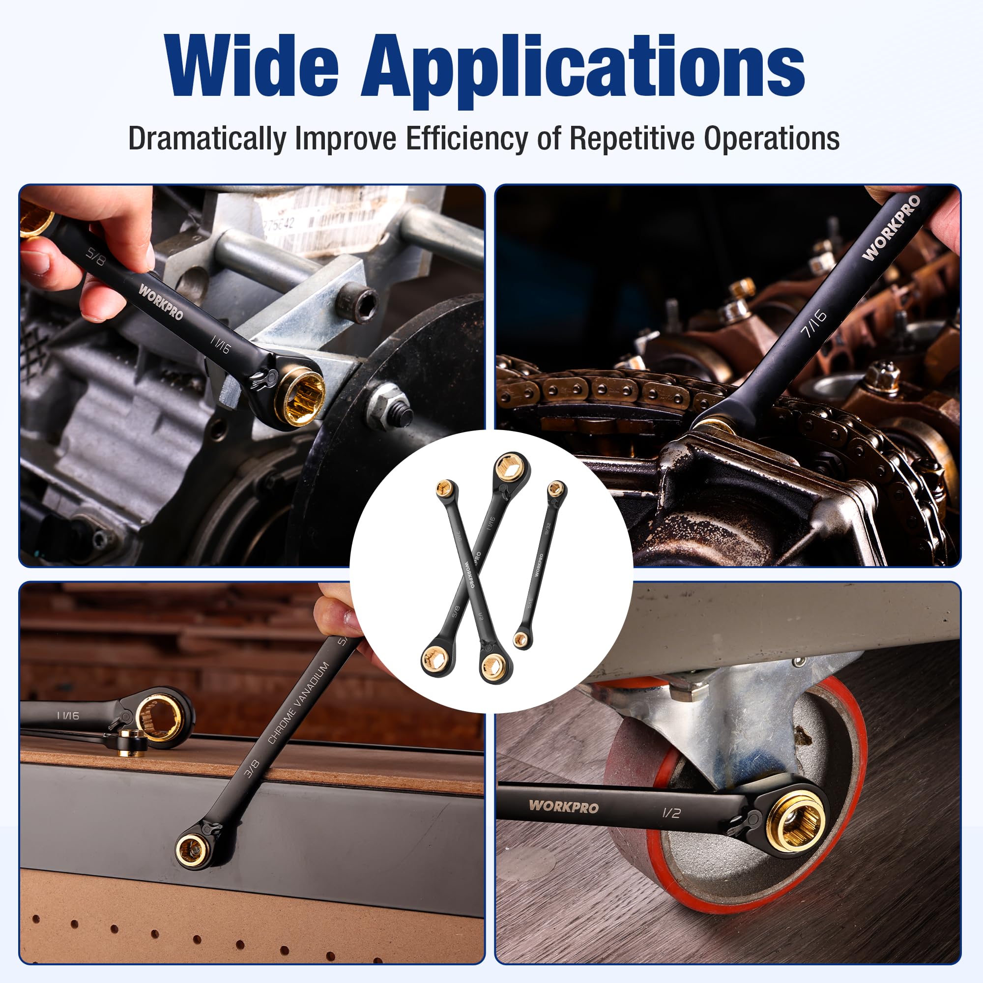 WORKPRO wrench set shown in a tool bag for on-the-go work