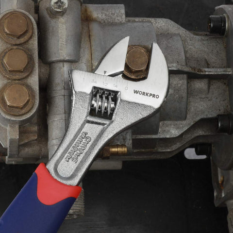 A practical repair setup shows WORKPRO wrenches in use.