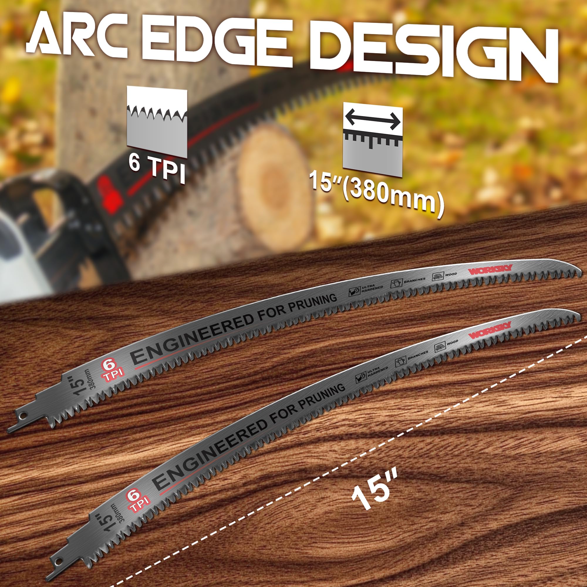 Worksky curved-edge design enables smoother pruning cuts and reduced resistance.
