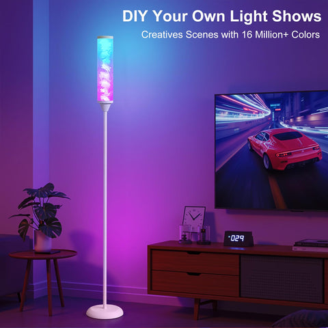 WORLD WIN Prism Glow Floor Lamp in RGB mode delivering vibrant evening lighting