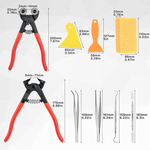 Worldity mosaic tile nippers for clean edge trimming on glass tiles.