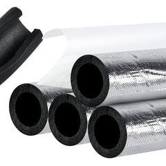 Worldity 4-pack insulation tubes wrapped around 2-inch copper pipe for reduced heat loss.