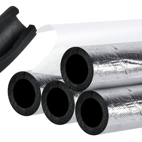 Worldity 4-pack insulation tubes wrapped around 2-inch copper pipe for reduced heat loss.