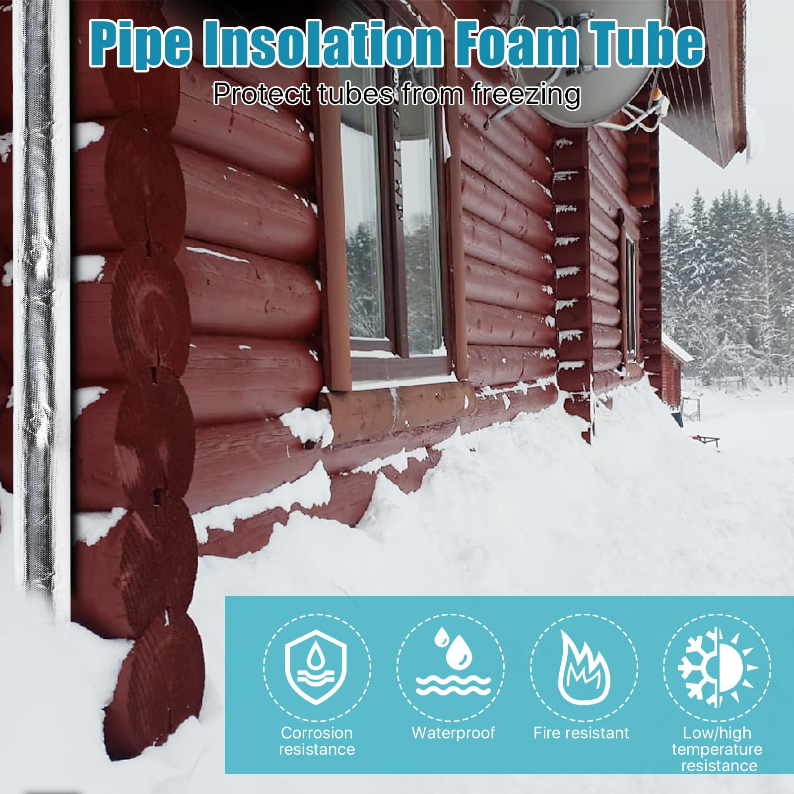 Worldity neoprene and fiberglass-aluminum film insulation resists moisture and UV exposure.