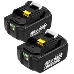 Worthmah 2Pack 6000mAh 18V battery front view powering Makita tools