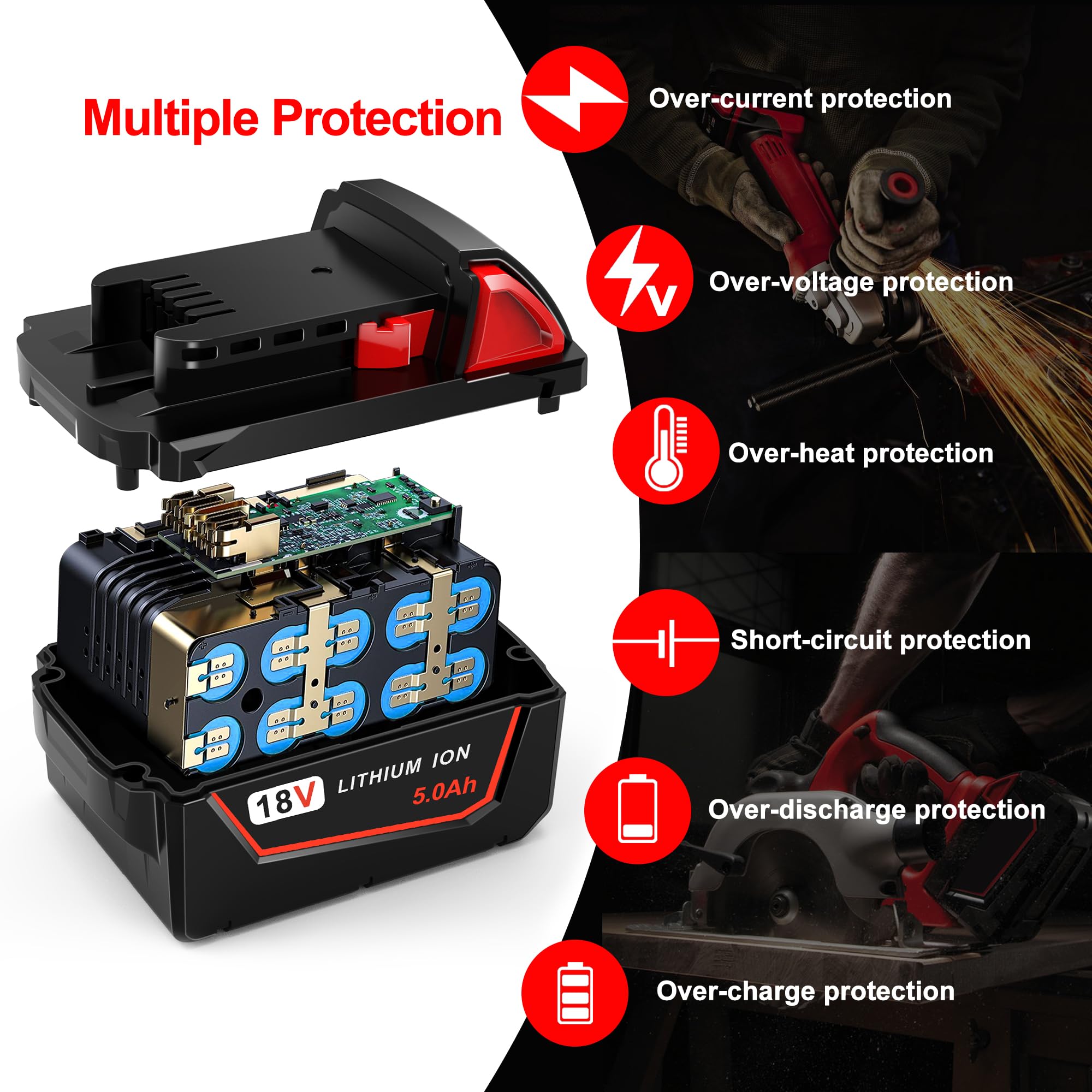 Worthmah battery LED indicators show charge status during use
