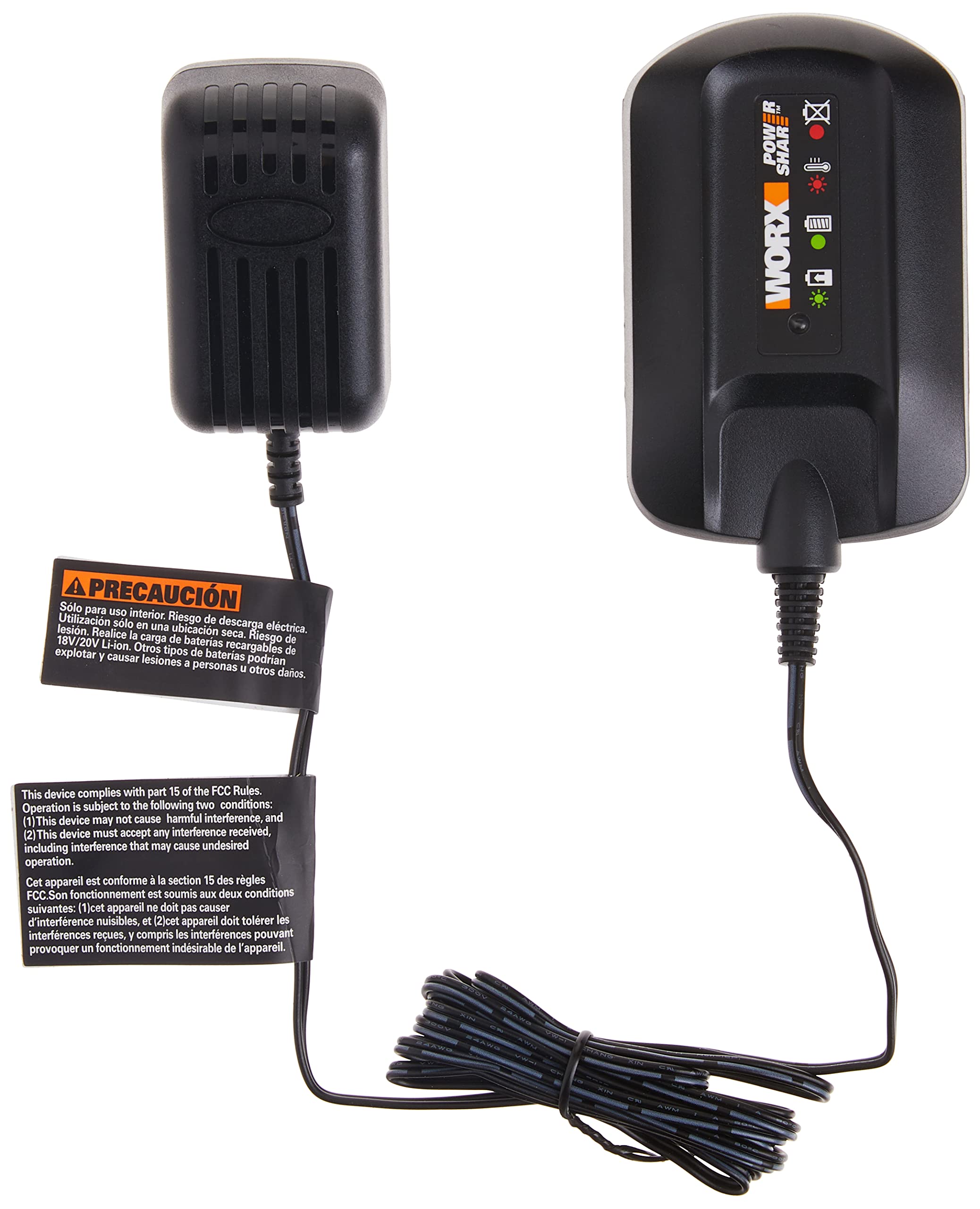 WORX WA3742 charger back view with clean layout and connection ports