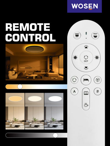 Wosen 12-inch RGB ceiling light color customization option in room setting.