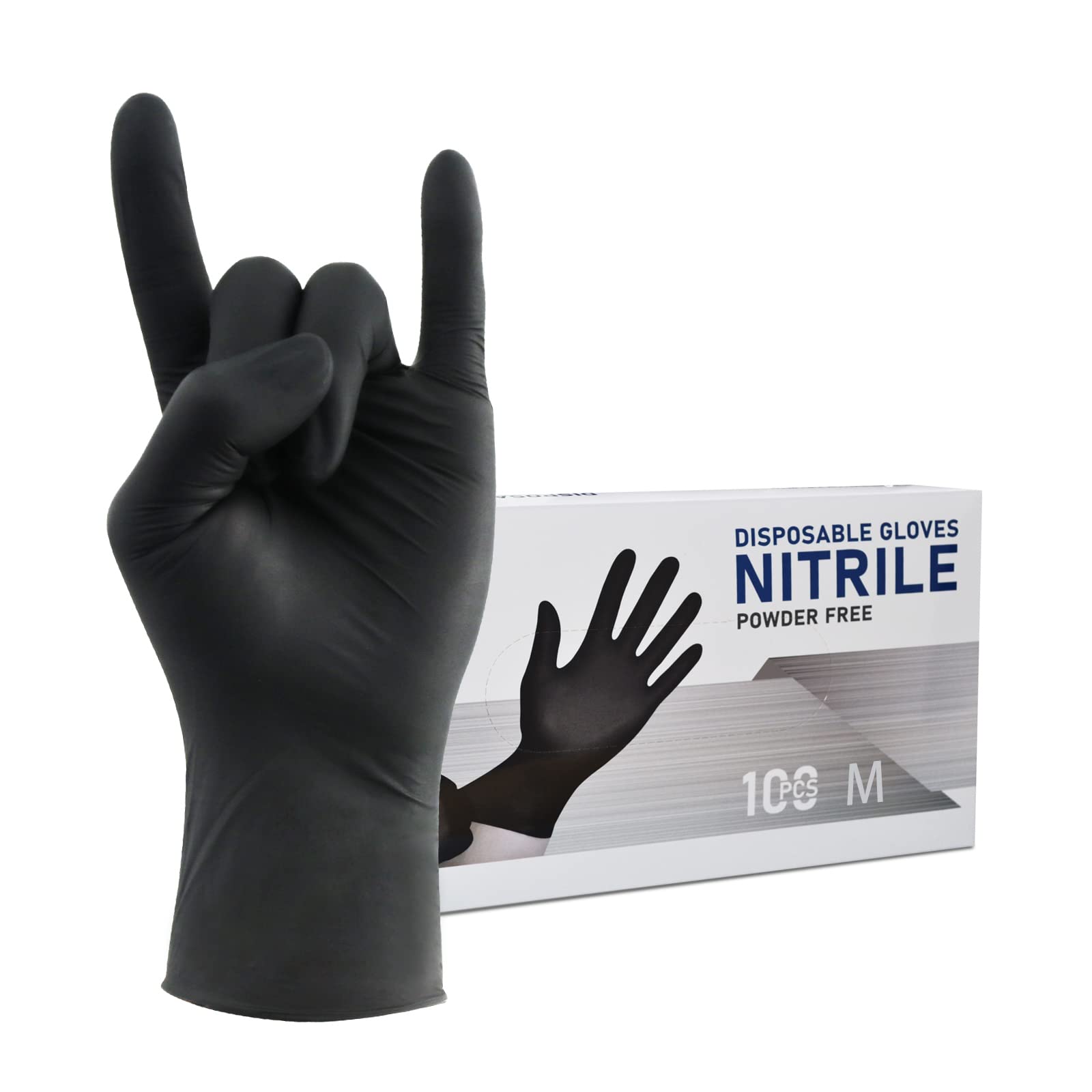 Wostar black nitrile gloves 4 mil worn for precise lab work and tactile control
