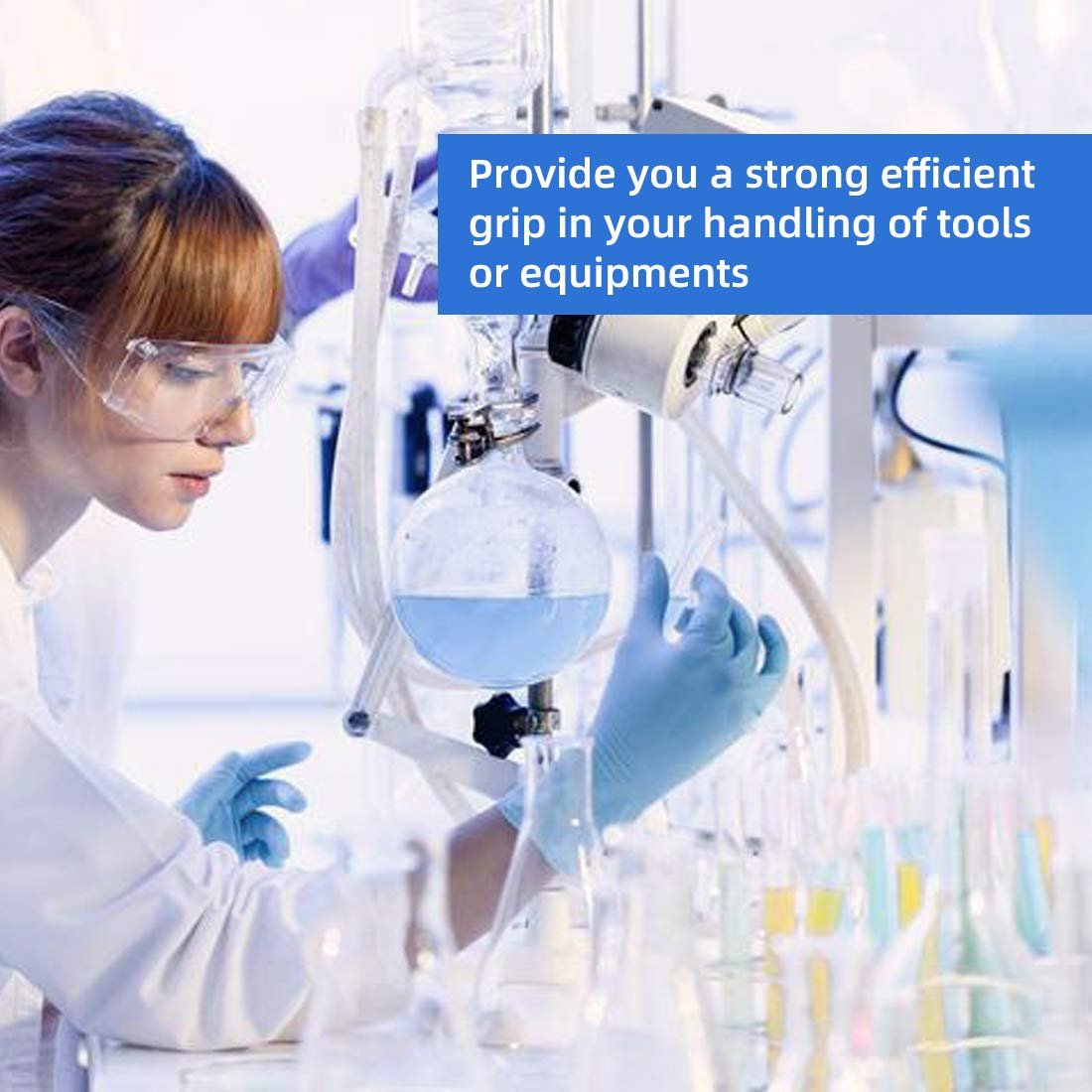 Nitrile material in Wostar gloves resists oils and chemicals.
