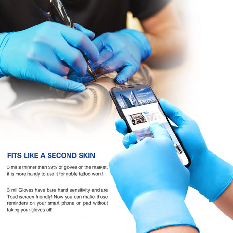 Wostar nitrile gloves on-hand highlight bare-hand feel for precise manipulation.