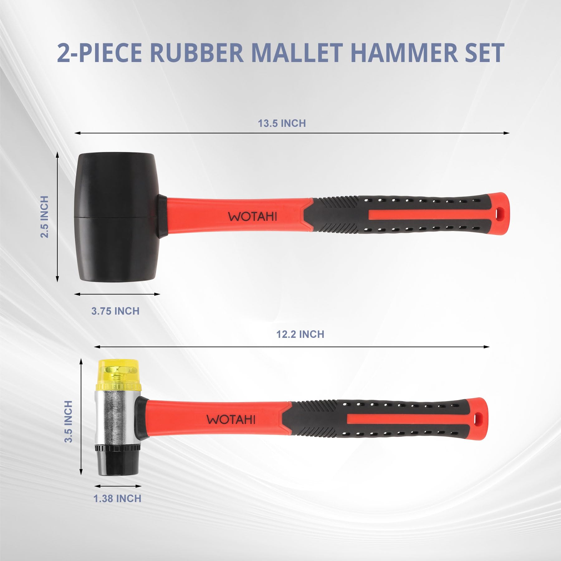 WOTAHI 2-piece hammer set as toolbox essential for cabinets and furniture