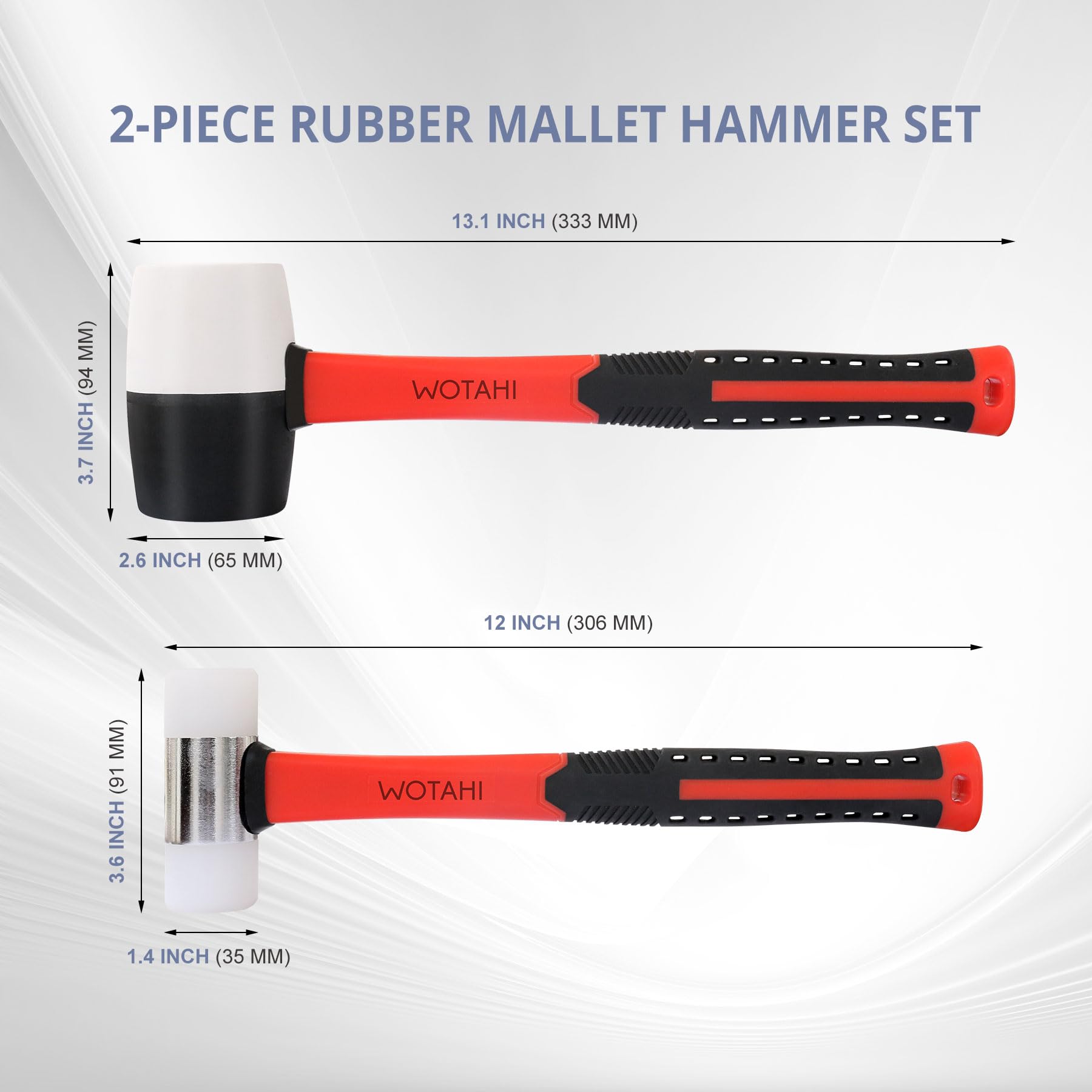 WOTAHI nylon head installation hammer 35 mm provides precise guidance.