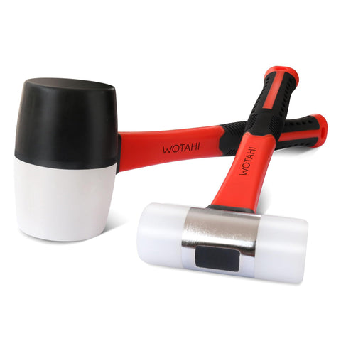 WOTAHI 16 oz rubber mallet with white/black head protecting surfaces during soft strikes.