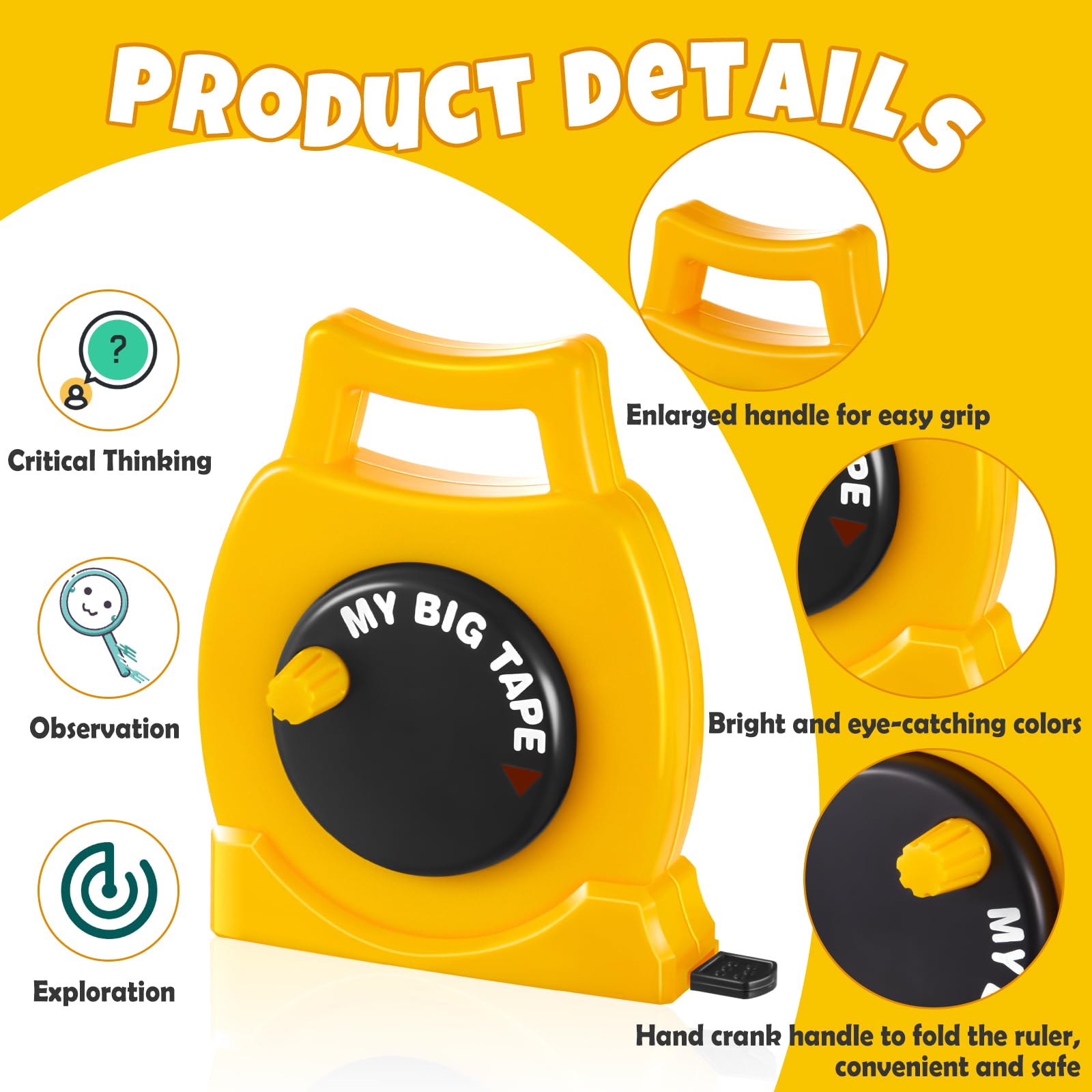 Wovnet tape measure with child-friendly handle for comfortable grip.