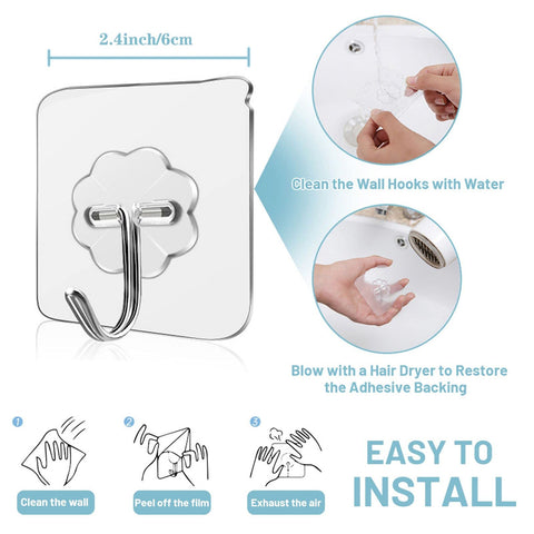 WOVU versatile hooks fit glass, metal, tile, wood surfaces.