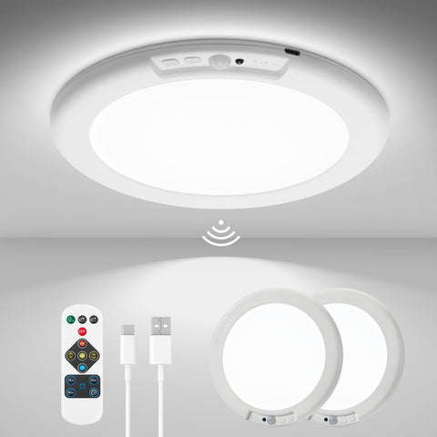 Wowatt 2-pack ceiling light kit ready for wireless installation in closets or showers.