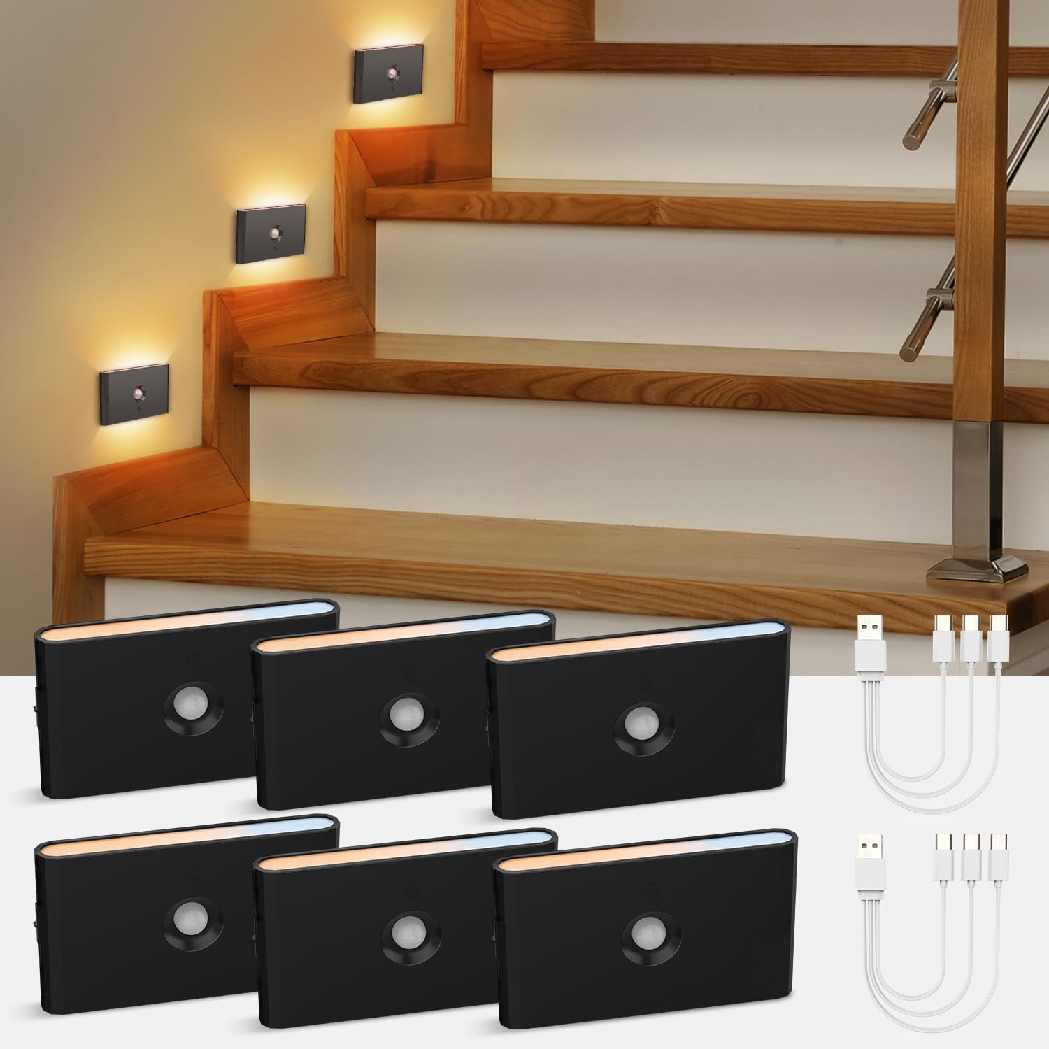 wowatt battery-powered stair lights ideal for stairs and hallways