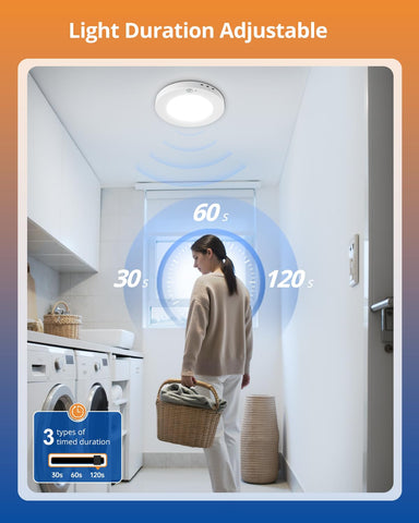 Wowatt 30s/60s/120s duration option provides precise lighting near stairs