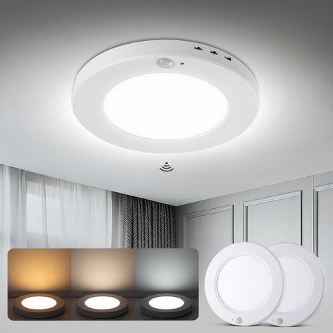 Wowatt motion sensor ceiling light installed in a hallway for hands-free illumination