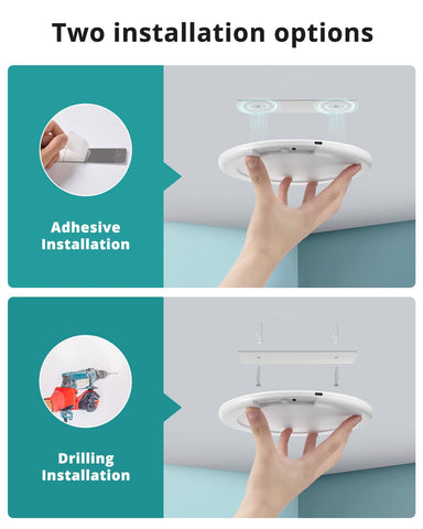 Wowatt rechargeable battery pack powering long-lasting ceiling lights.