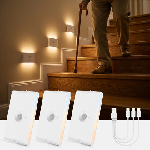 wowatt rechargeable night light on wall with magnetic mount for quick setup