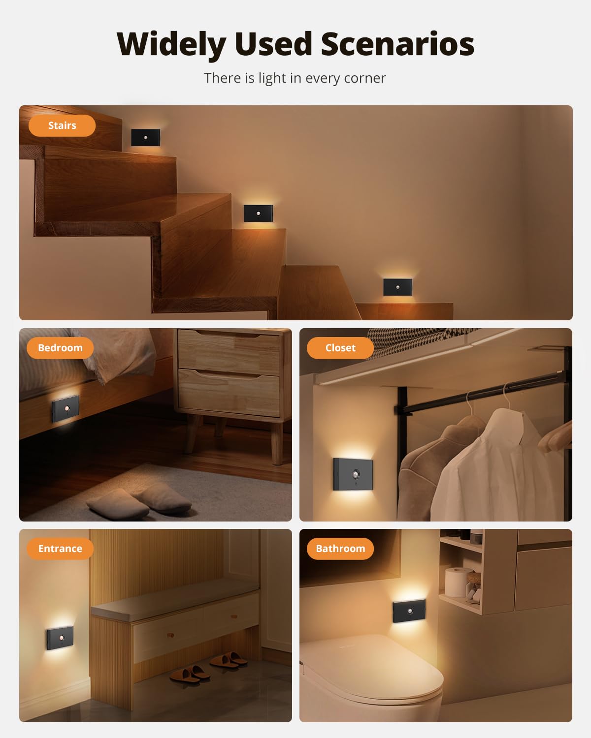 Wowatt stair light installs without drilling thanks to magnets and nano adhesive.