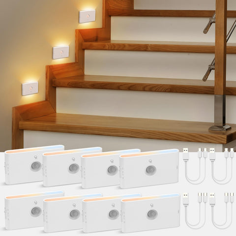 Wowatt stair light emits a soft glow along a stairwell for safety