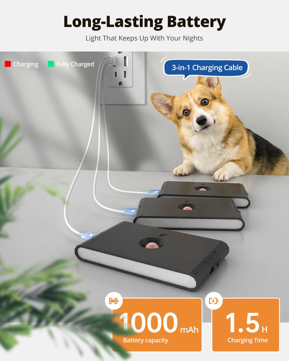 wowatt USB charging dock charges three lights at once